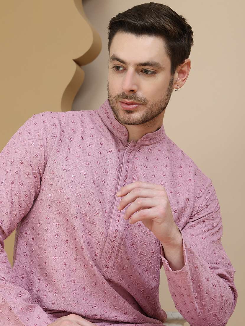 men mandarin neck kurta pyjama ethnic wear set - 21940880 -  Standard Image - 5