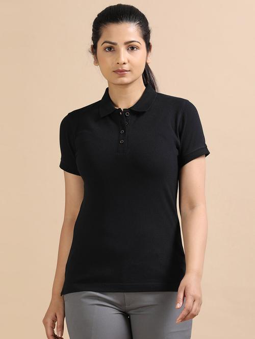 women solid short sleeve slim fit polo t-shirt - 21940985 -  Standard Image - 0