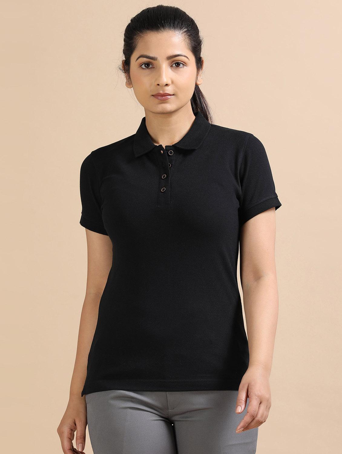 women solid short sleeve slim fit polo t-shirt - 21940985 -  Zoom Image - 0