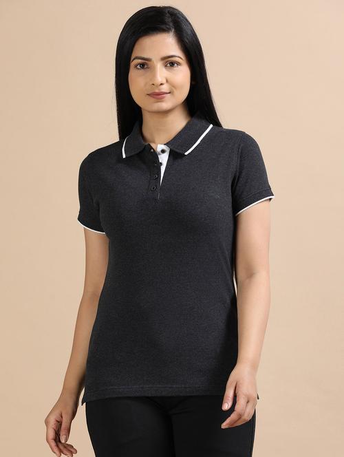 women solid short sleeve slim fit polo t-shirt - 21940986 - Standard Image - 0