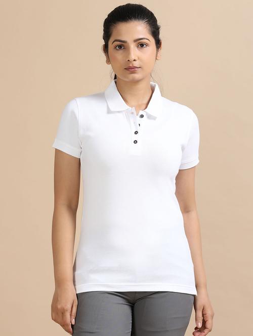 women solid short sleeve slim fit polo t-shirt - 21940993 - Standard Image - 0