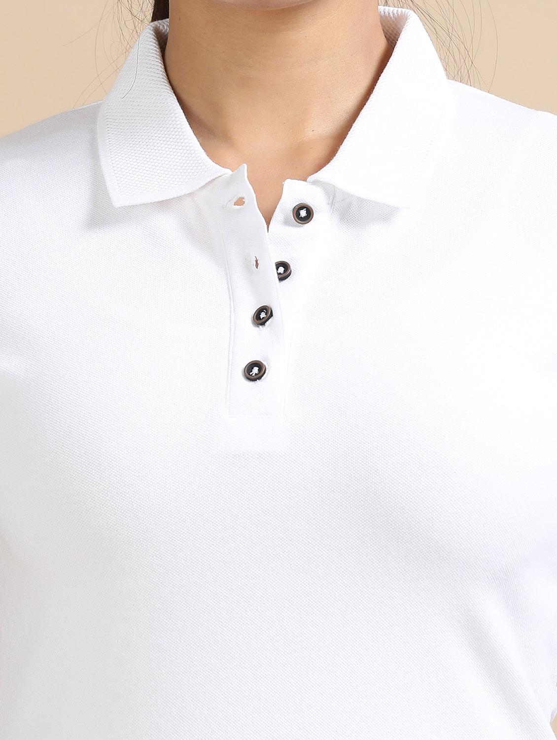 women solid short sleeve slim fit polo t-shirt - 21940993 - Standard Image - 3