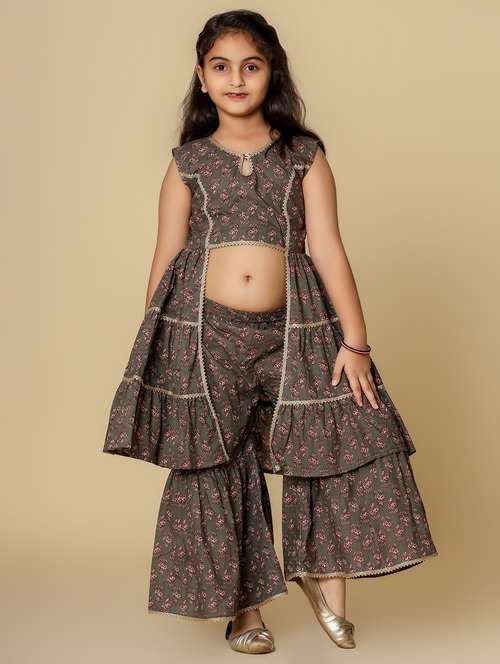 girls floral printed sleeveless fusion set - 21940995 - Standard Image - 0