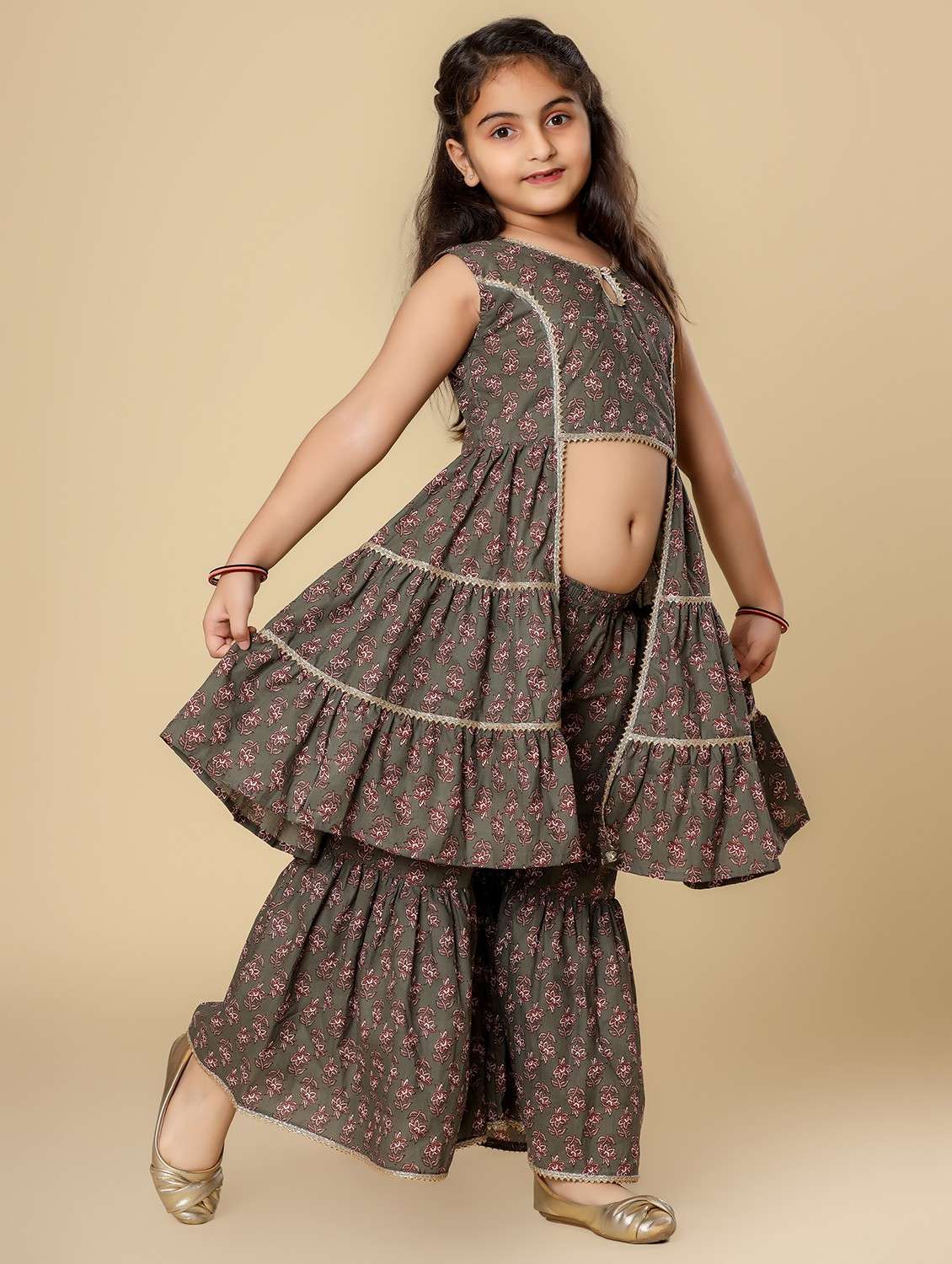girls floral printed sleeveless fusion set - 21940995 - Standard Image - 3
