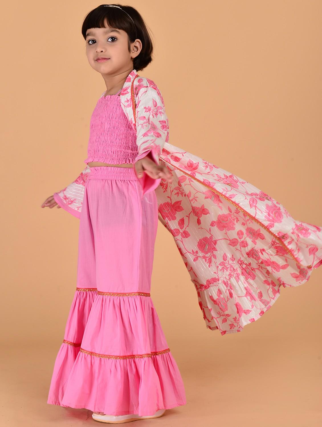 girls floral printed bell sleeve fusion set - 21940997 - Standard Image - 3