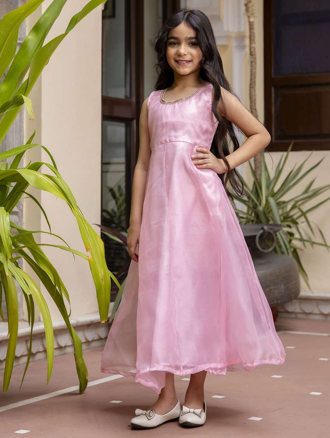 girls pink printed long sleeve anarkali kurta - 21941000 -  Standard Image - 5