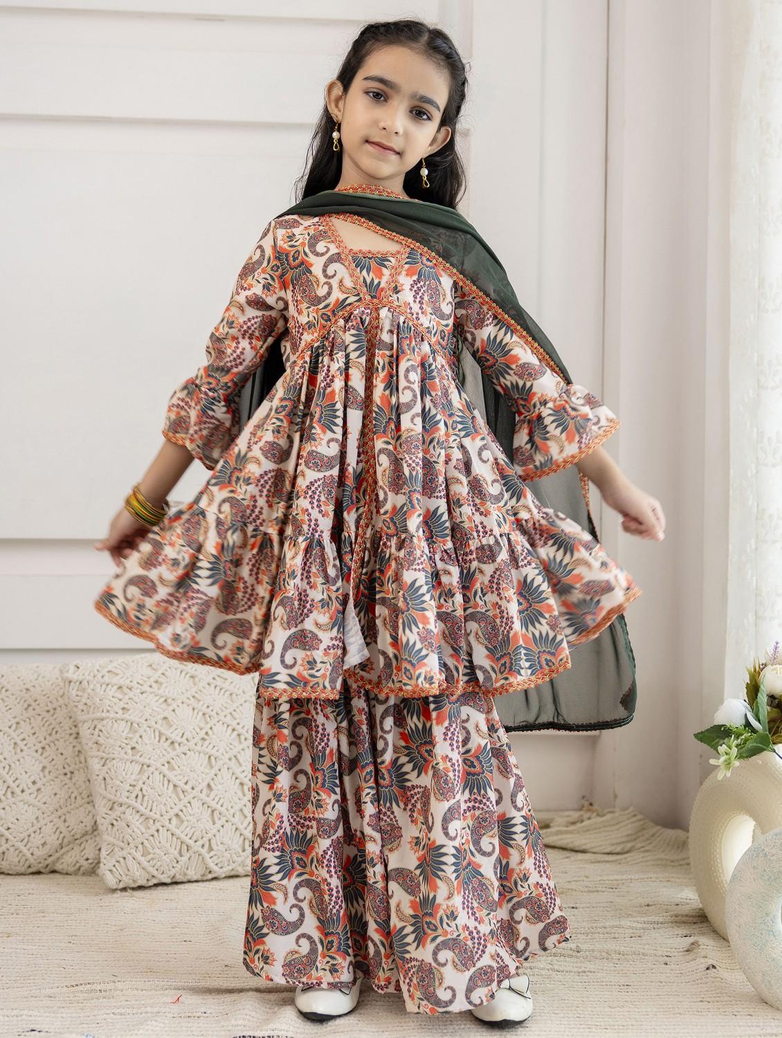 women paisley printed kurta sharara with dupatta set - 21941004 -  Zoom Image - 0