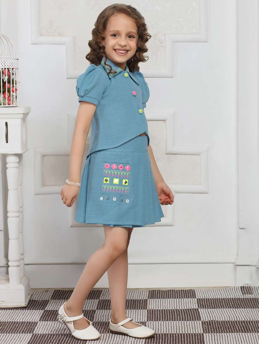 girls embroidered top and skirt co-ord set - 21941025 - Standard Image - 3