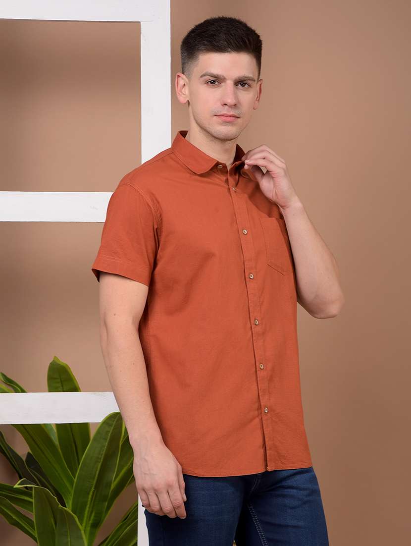 men solid short sleeve regular fit casual shirt - 21941080 - Standard Image - 3