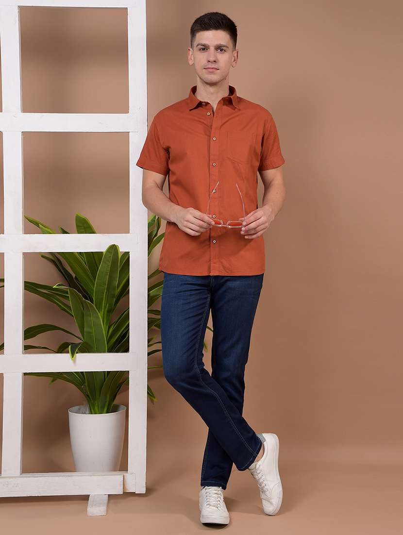 men solid short sleeve regular fit casual shirt - 21941080 - Standard Image - 5