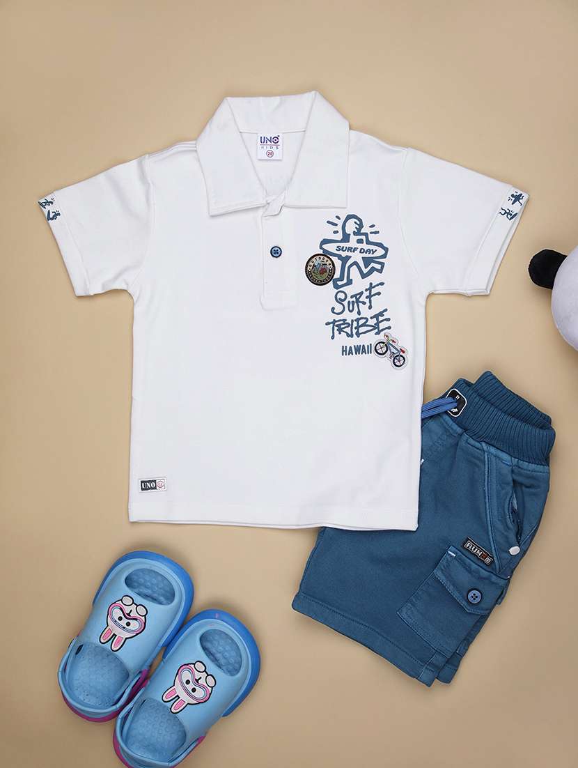 boys printed t-shirt & shorts twin set
