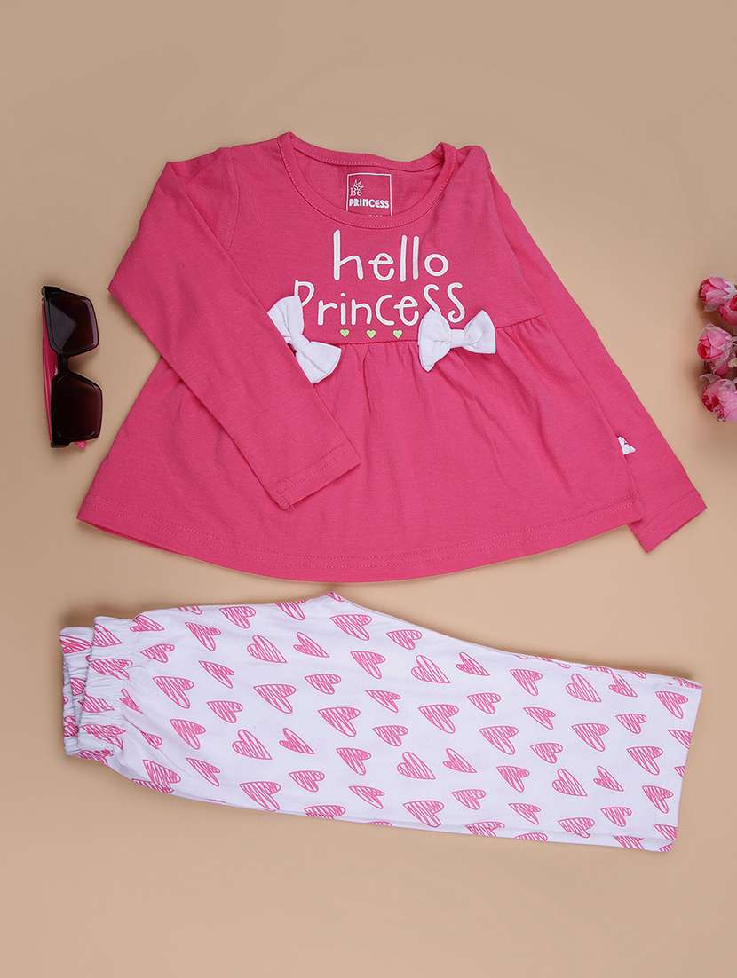 girls printed top and trouser set