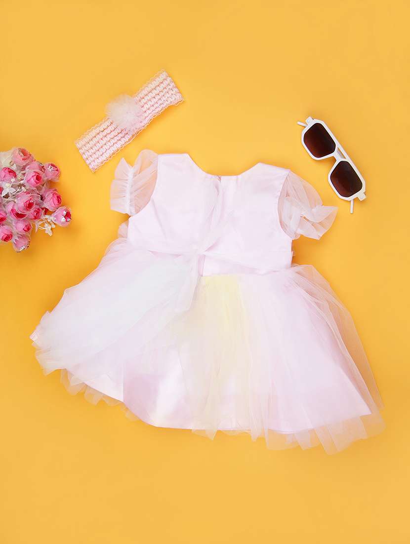 kids solid with work round neck frock