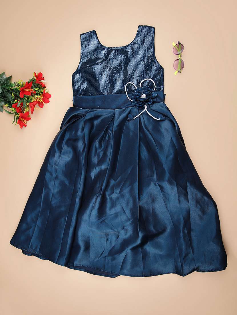 girls sequined sleeveless fit and flare dress