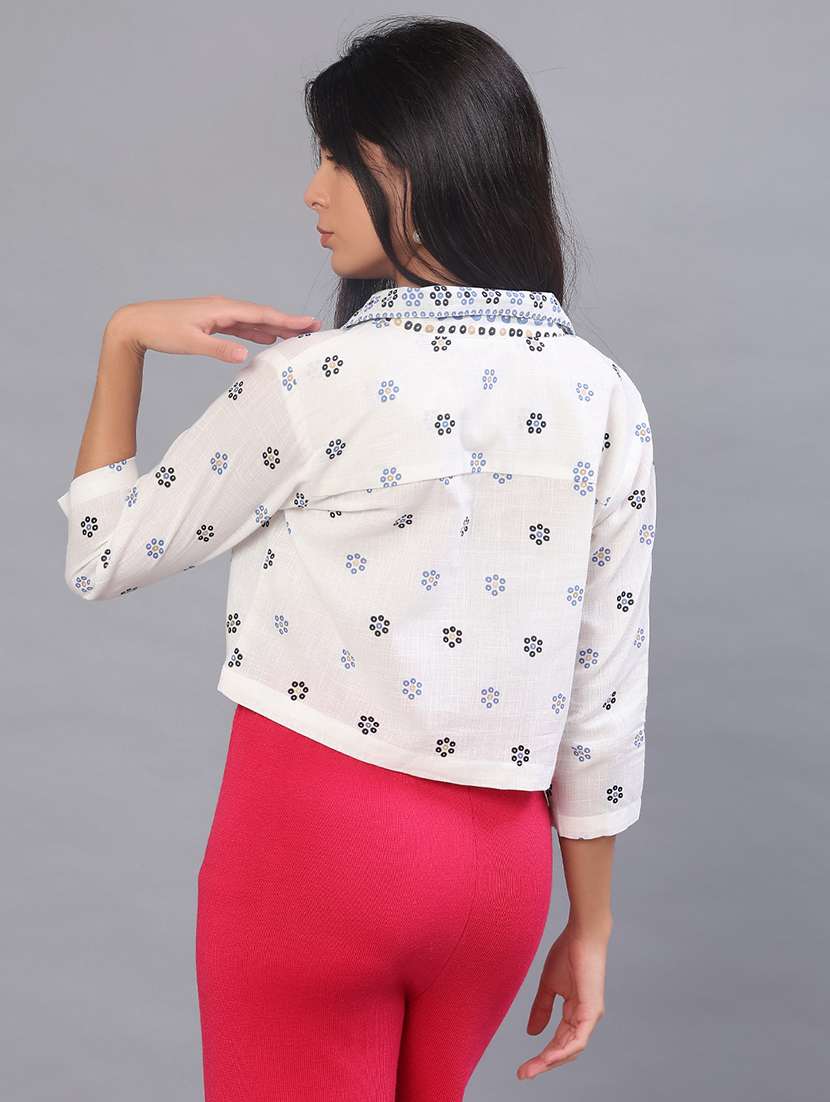 women printed collared crop shirt - 21941325 -  Standard Image - 3