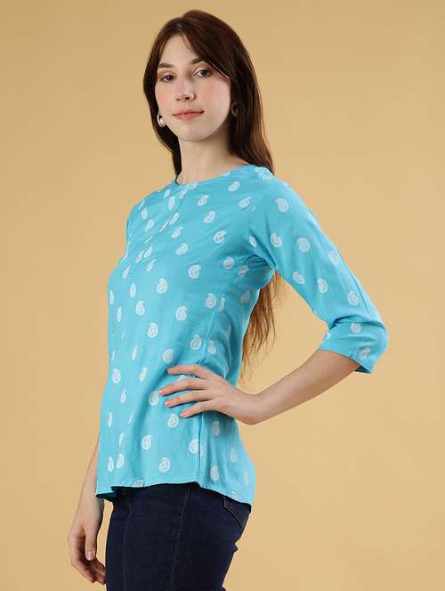 women printed three quarter sleeve kurti - 21941330 -  Standard Image - 0