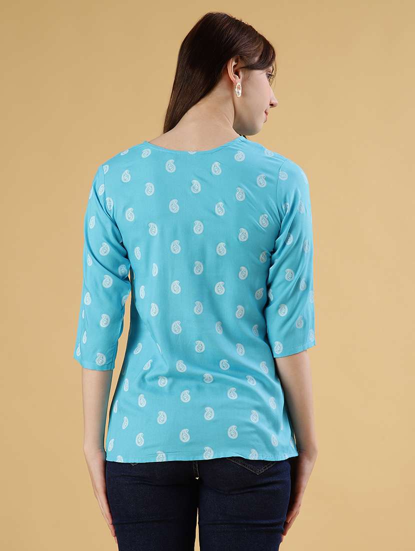 women printed three quarter sleeve kurti - 21941330 -  Standard Image - 3