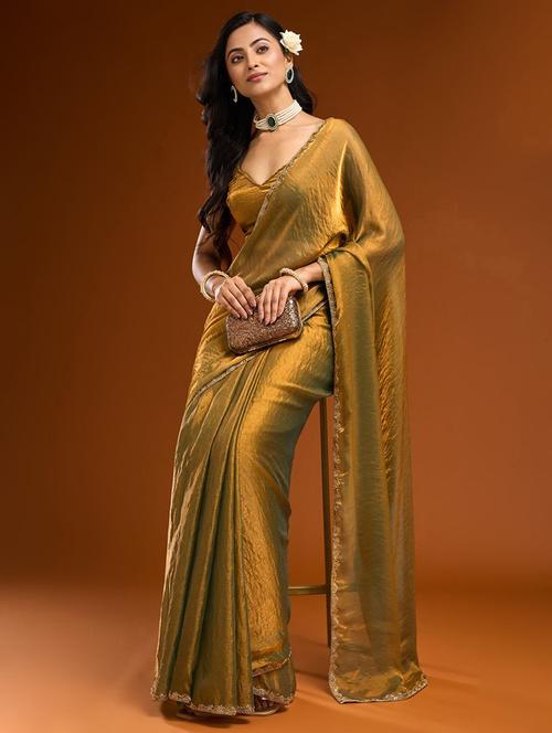women solid with bordered embellished saree with blouse - 21941338 -  Standard Image - 0