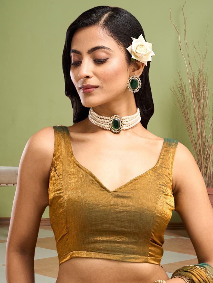 women solid with bordered embellished saree with blouse - 21941344 - Standard Image - 5