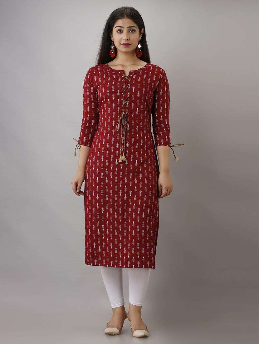 women three quarter sleeve straight kurta