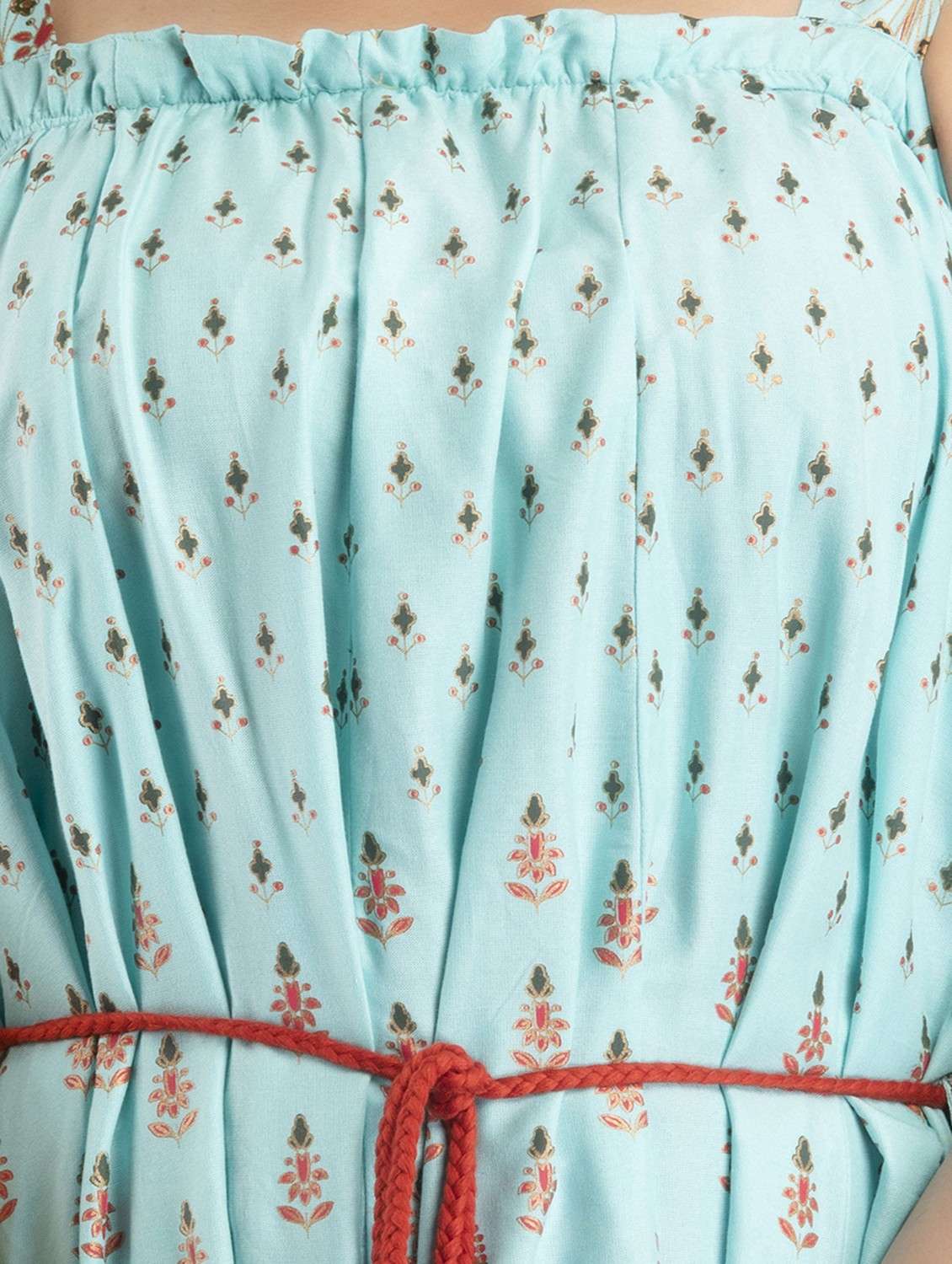 women light blue sleeveless flared ethnic dress - 21941365 - Standard Image - 5
