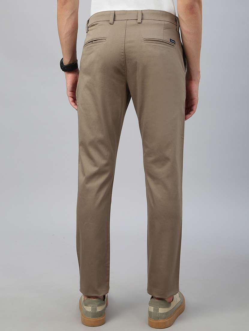 men solid mid rise flat front casual chinos  - 21941376 -  Standard Image - 3