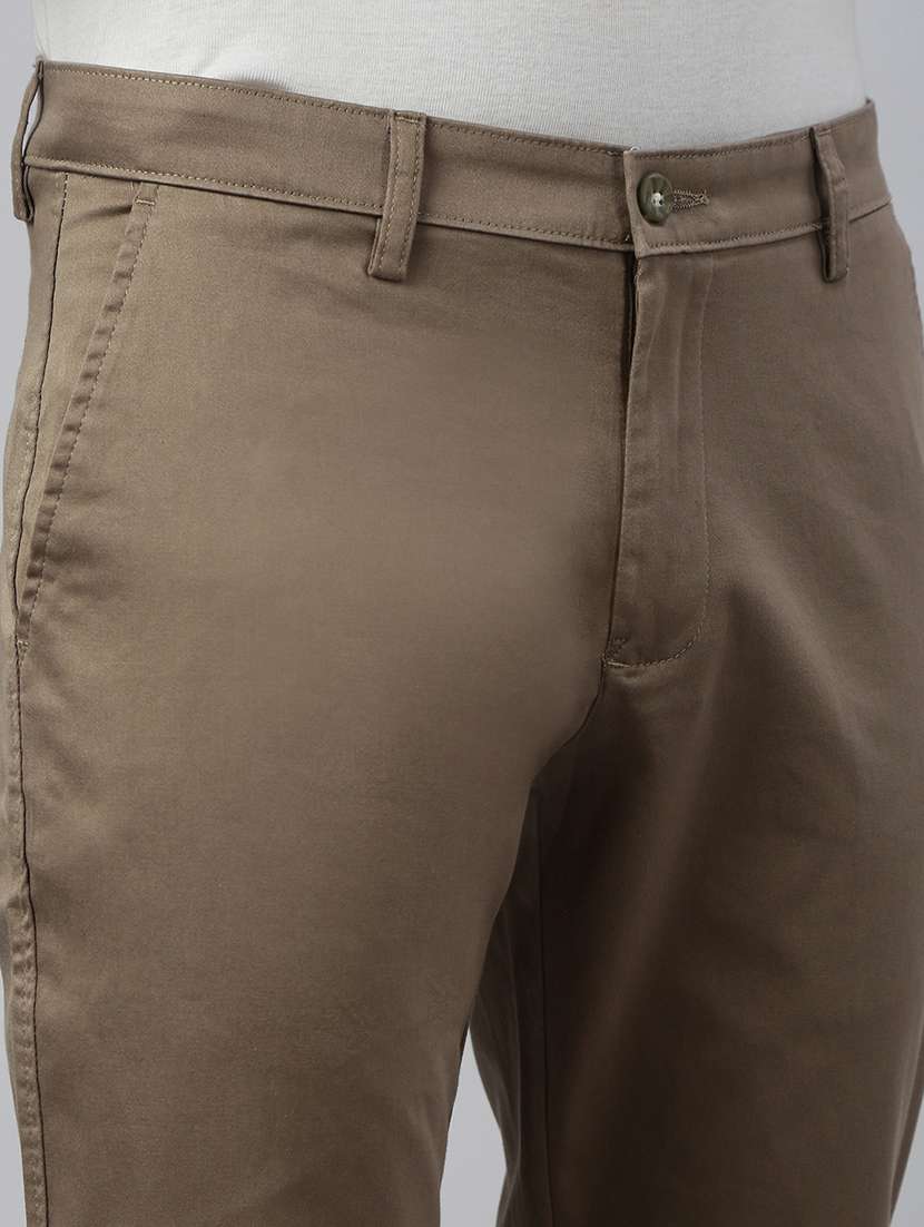 men solid mid rise flat front casual chinos  - 21941376 -  Standard Image - 5