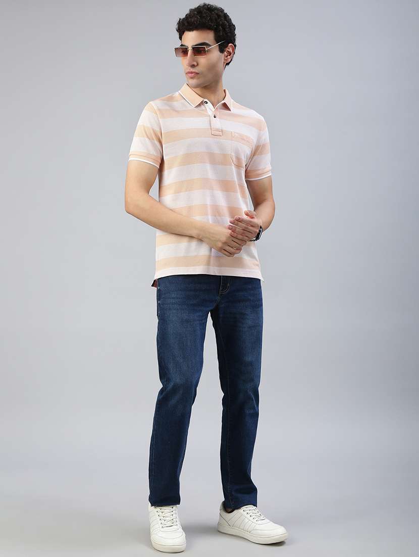 men striped short sleeve regular fit polo t-shirt - 21941380 -  Standard Image - 3