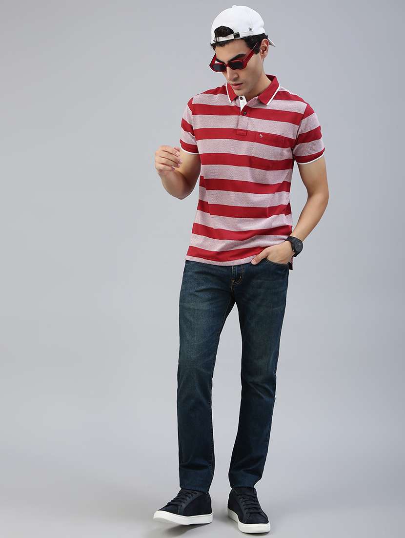 men striped short sleeve regular fit polo t-shirt - 21941381 -  Standard Image - 3