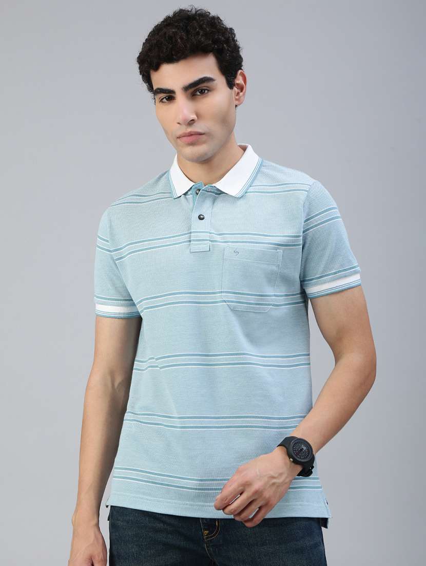 men striped short sleeve regular fit polo t-shirt