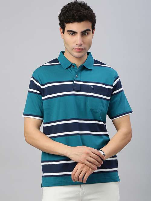 men striped short sleeve regular fit polo t-shirt