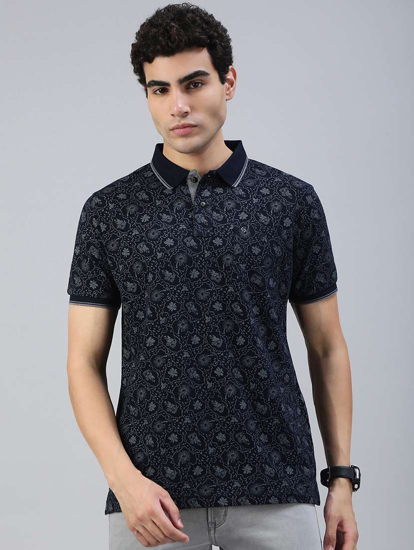 men printed short sleeve regular fit polo t-shirt