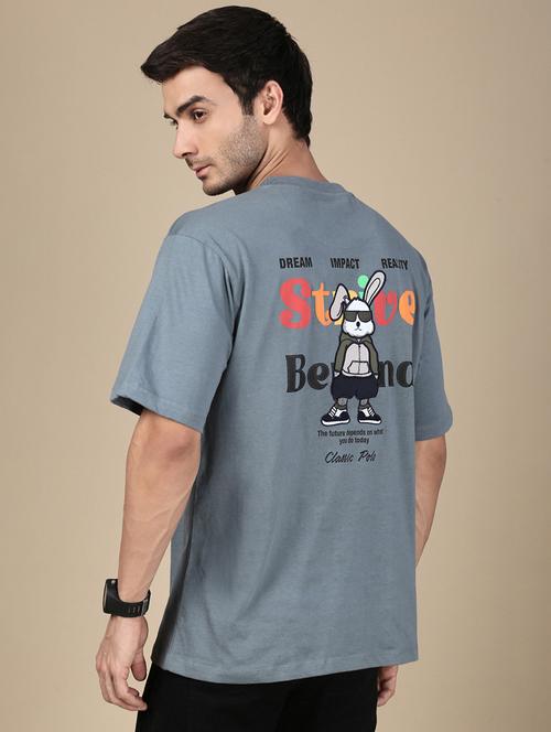men front & back print round neck oversized fit t-shirt - 21941398 - Standard Image - 0
