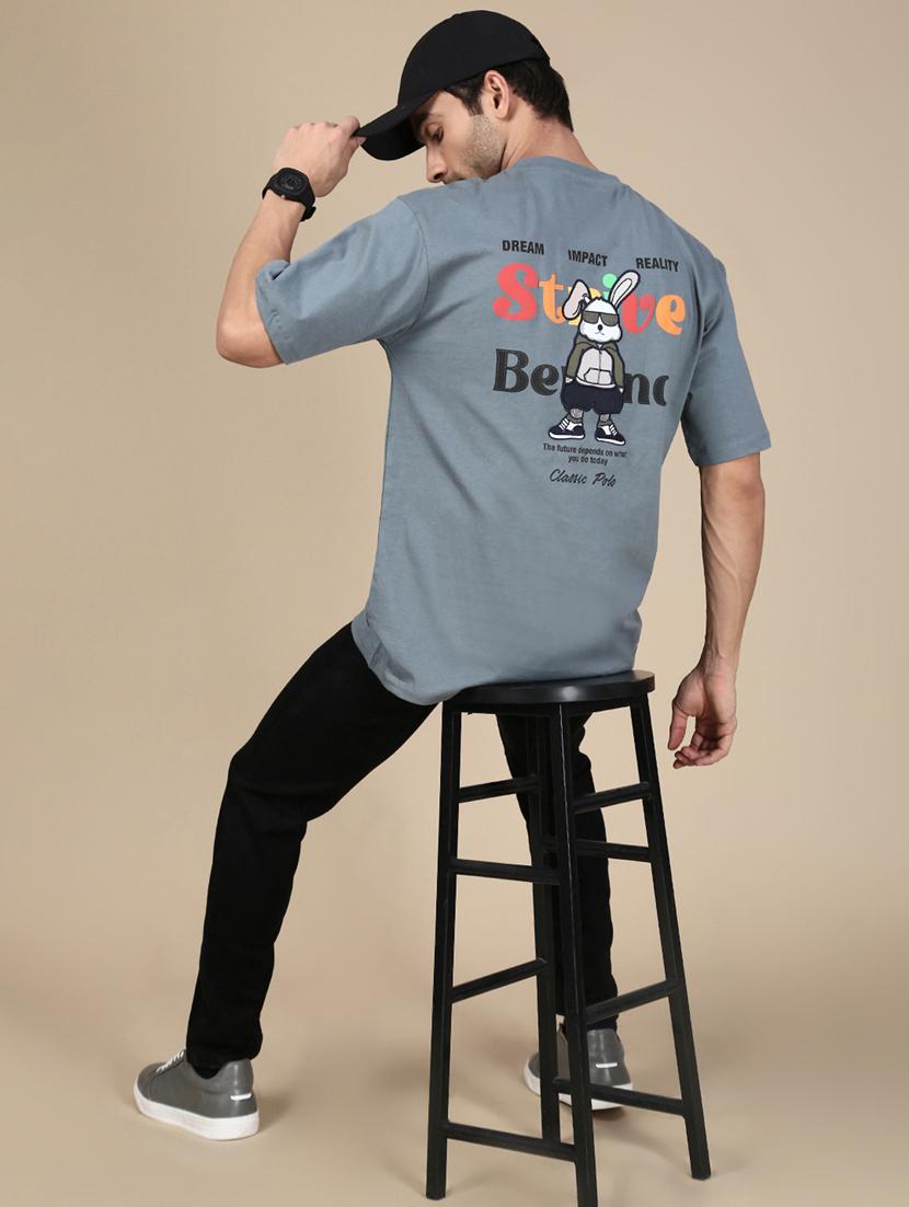 men front & back print round neck oversized fit t-shirt - 21941398 - Standard Image - 3