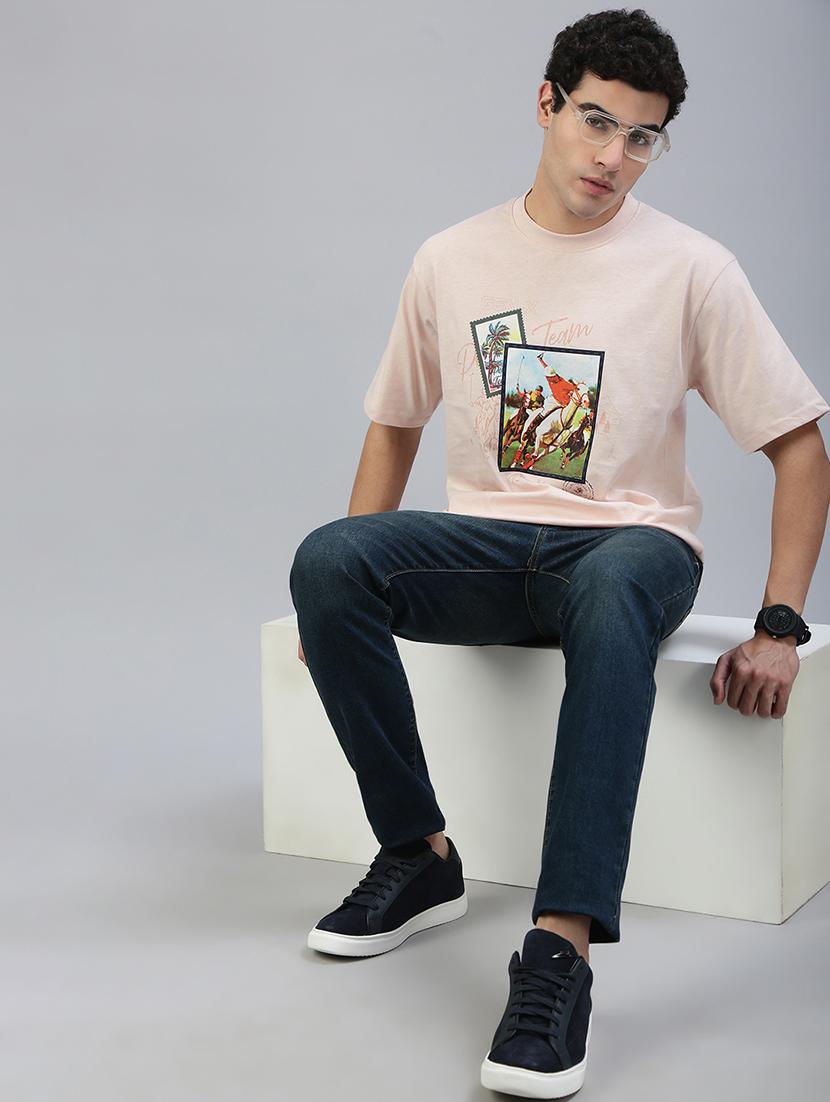 men front print round neck regular fit t-shirt - 21941399 - Standard Image - 3