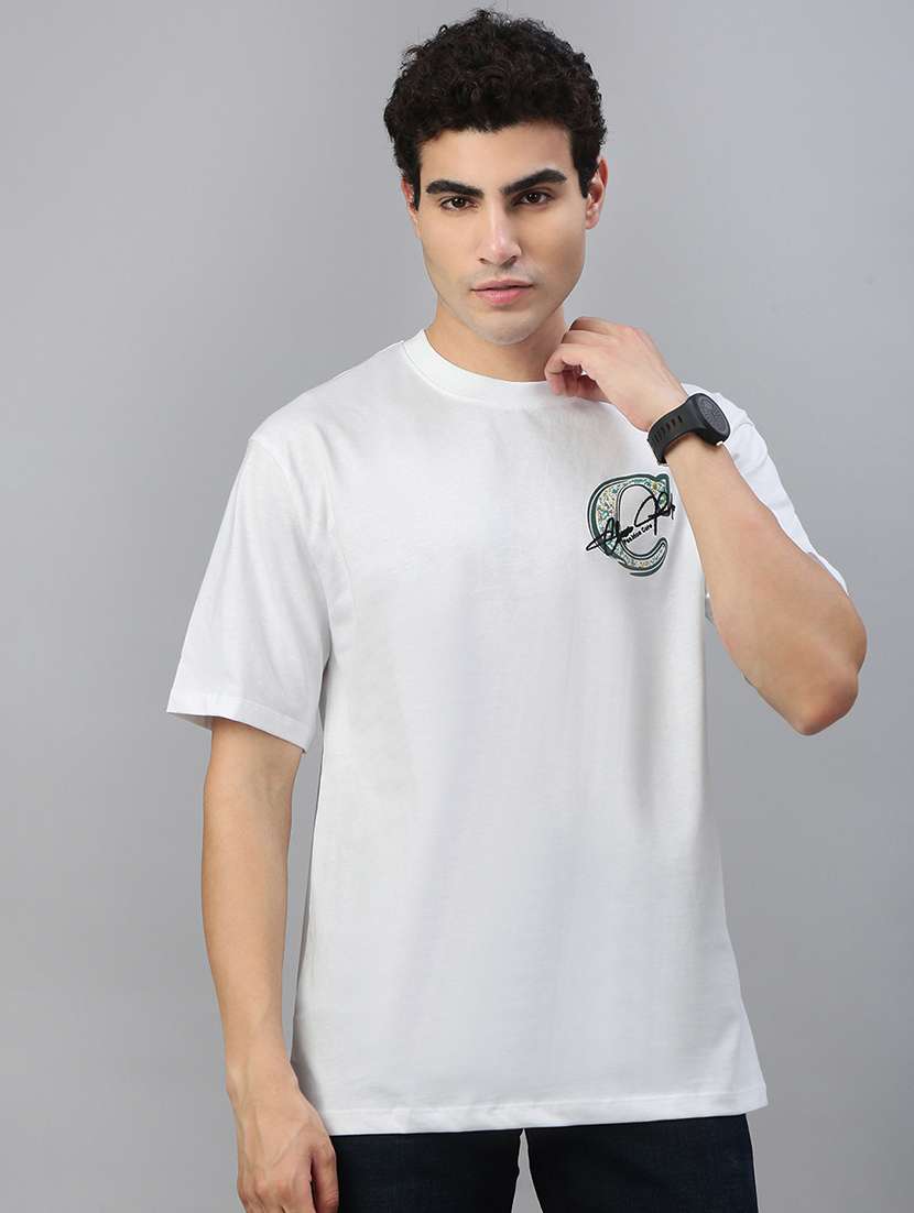 men front & back print round neck regular fit t-shirt