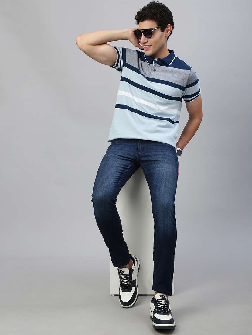 men striped short sleeve regular fit polo t-shirt - 21941421 -  Standard Image - 3