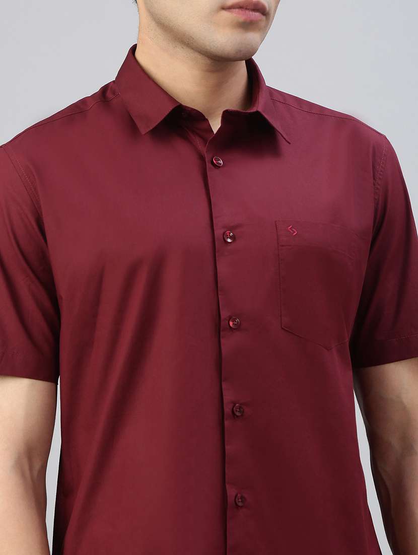 men solid short sleeve regular fit casual shirt - 21941436 -  Standard Image - 5