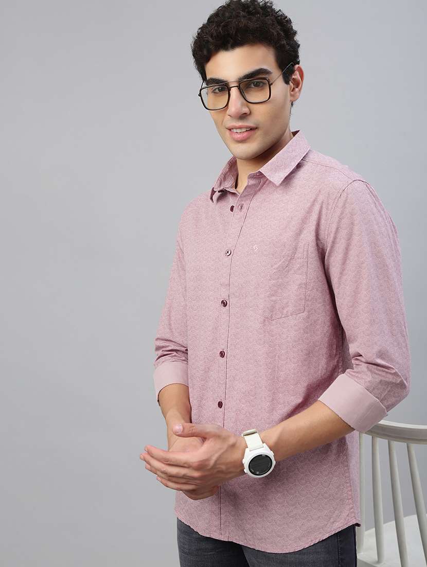 men printed long sleeve regular fit casual shirt