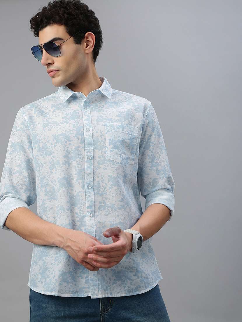 men printed long sleeve regular fit casual shirt