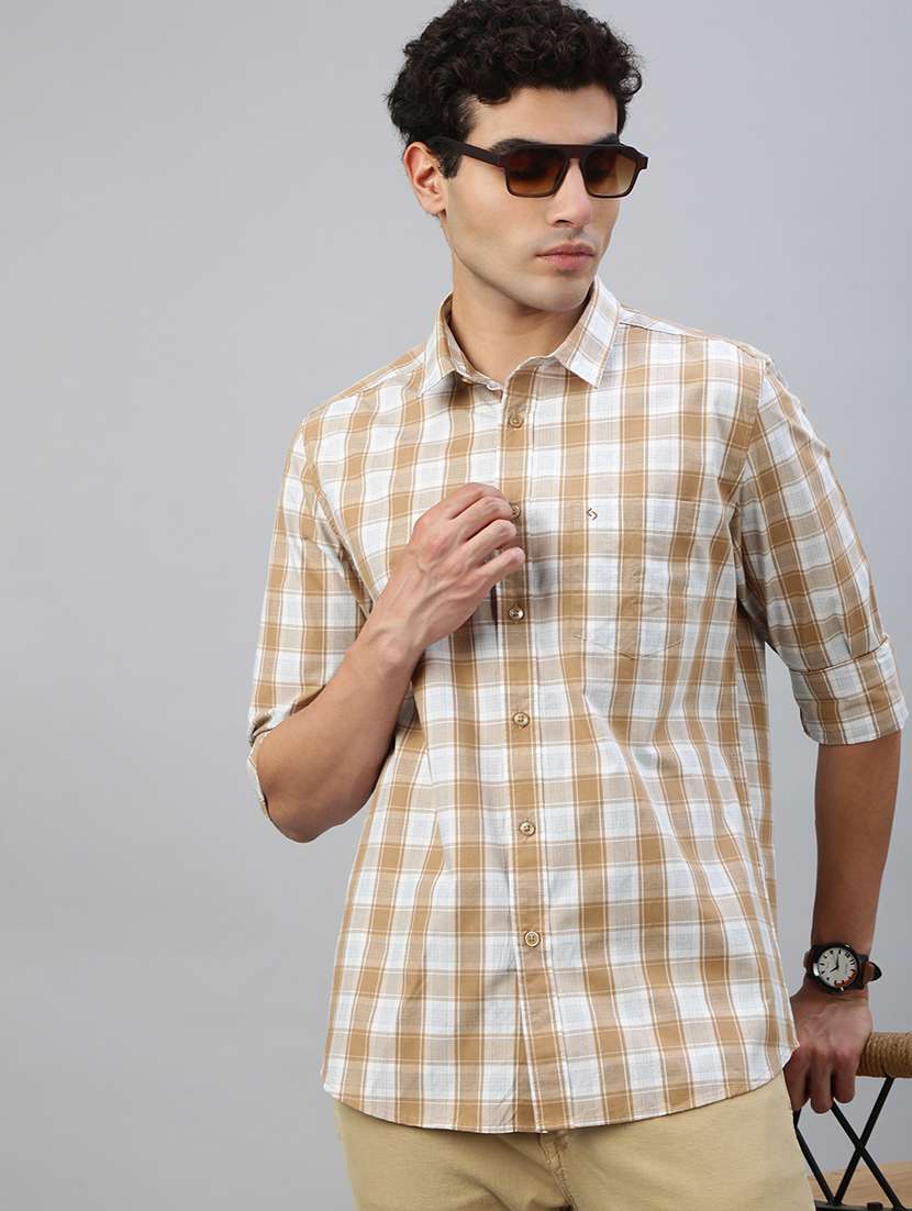 men checkered long sleeve regular fit casual shirt
