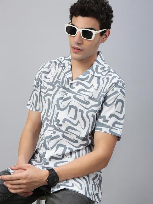 men printed short sleeve regular fit casual shirt - 21941470 - Standard Image - 0
