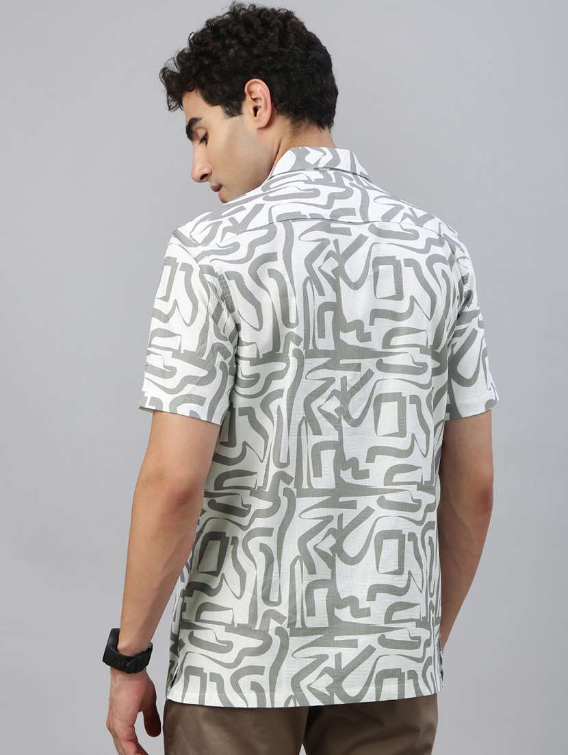 men printed short sleeve regular fit casual shirt - 21941471 - Standard Image - 3