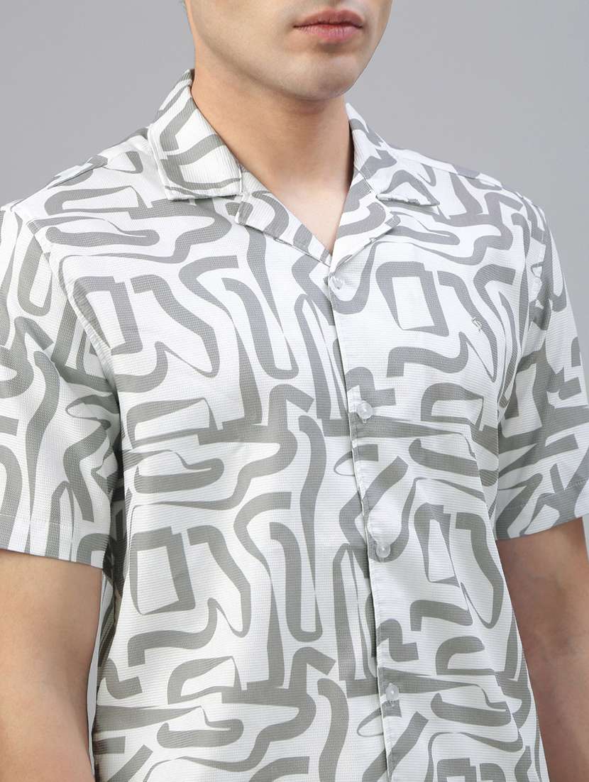 men printed short sleeve regular fit casual shirt - 21941471 - Standard Image - 5