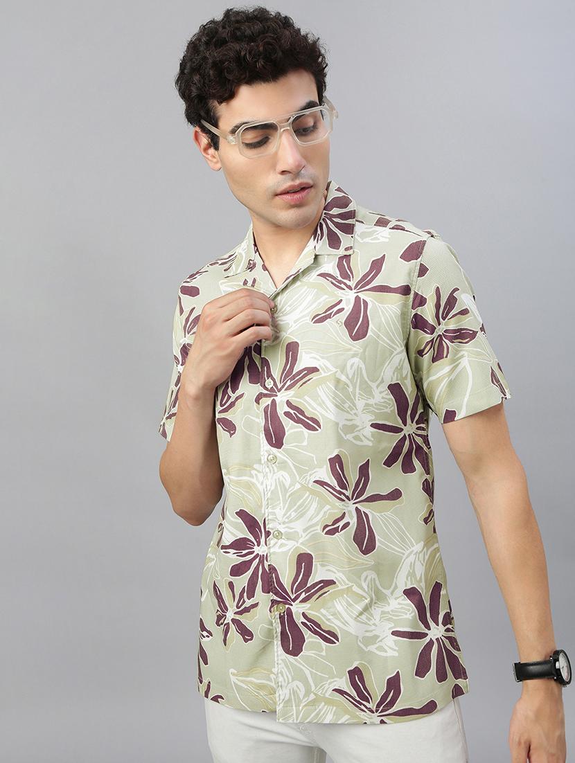 men printed short sleeve regular fit casual shirt - 21941472 -  Zoom Image - 0