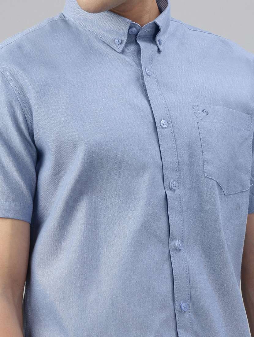 men solid short sleeve regular fit casual shirt - 21941475 -  Standard Image - 5