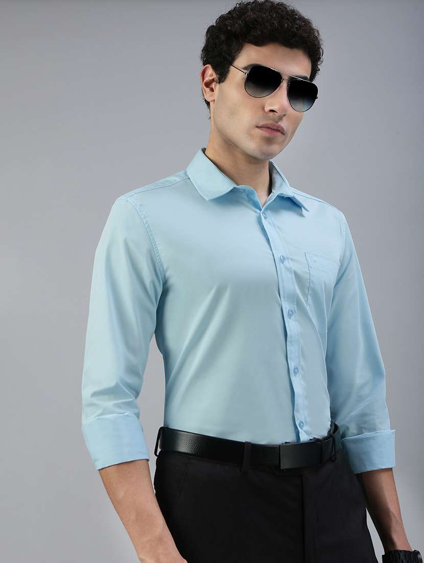 men solid long sleeve slim fit formal shirt