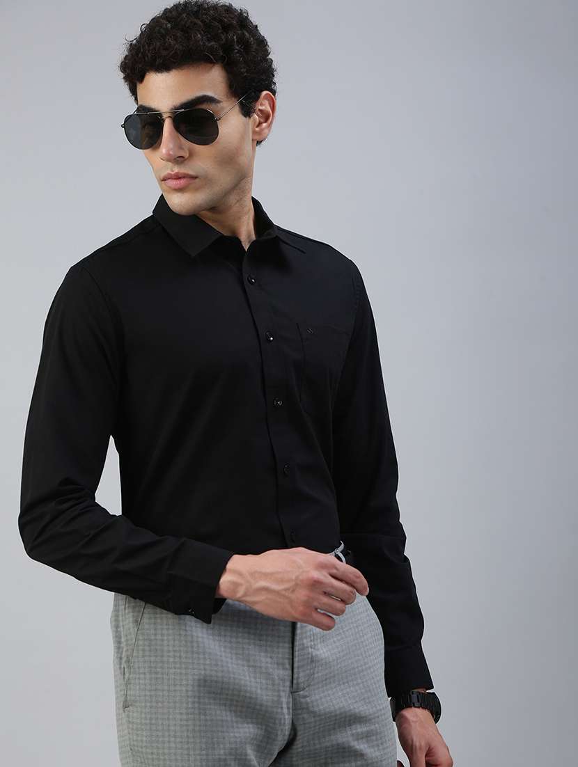 men solid long sleeve regular fit formal shirt