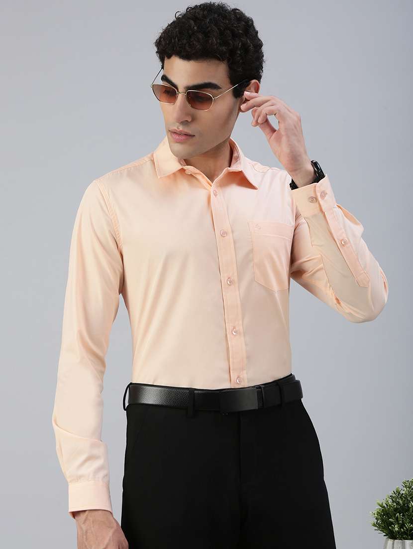 men solid long sleeve slim fit formal shirt