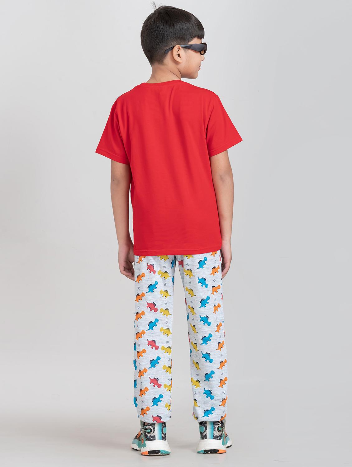 boys printed round neck pyjama set nightwear - 21941497 - Standard Image - 3